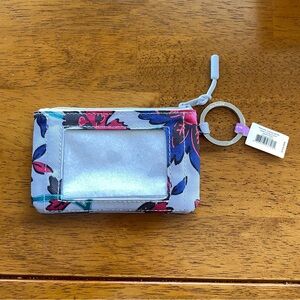 Vera Bradley Pink and Blue Floral ID Holder with Key Ring